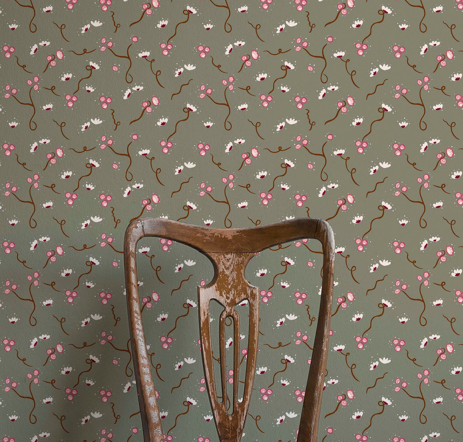 Olivia Wallpaper - Muddy Green