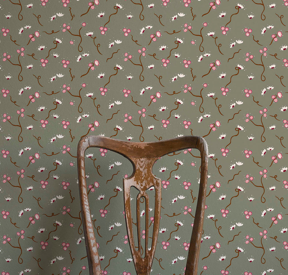 Olivia Wallpaper - Muddy Green