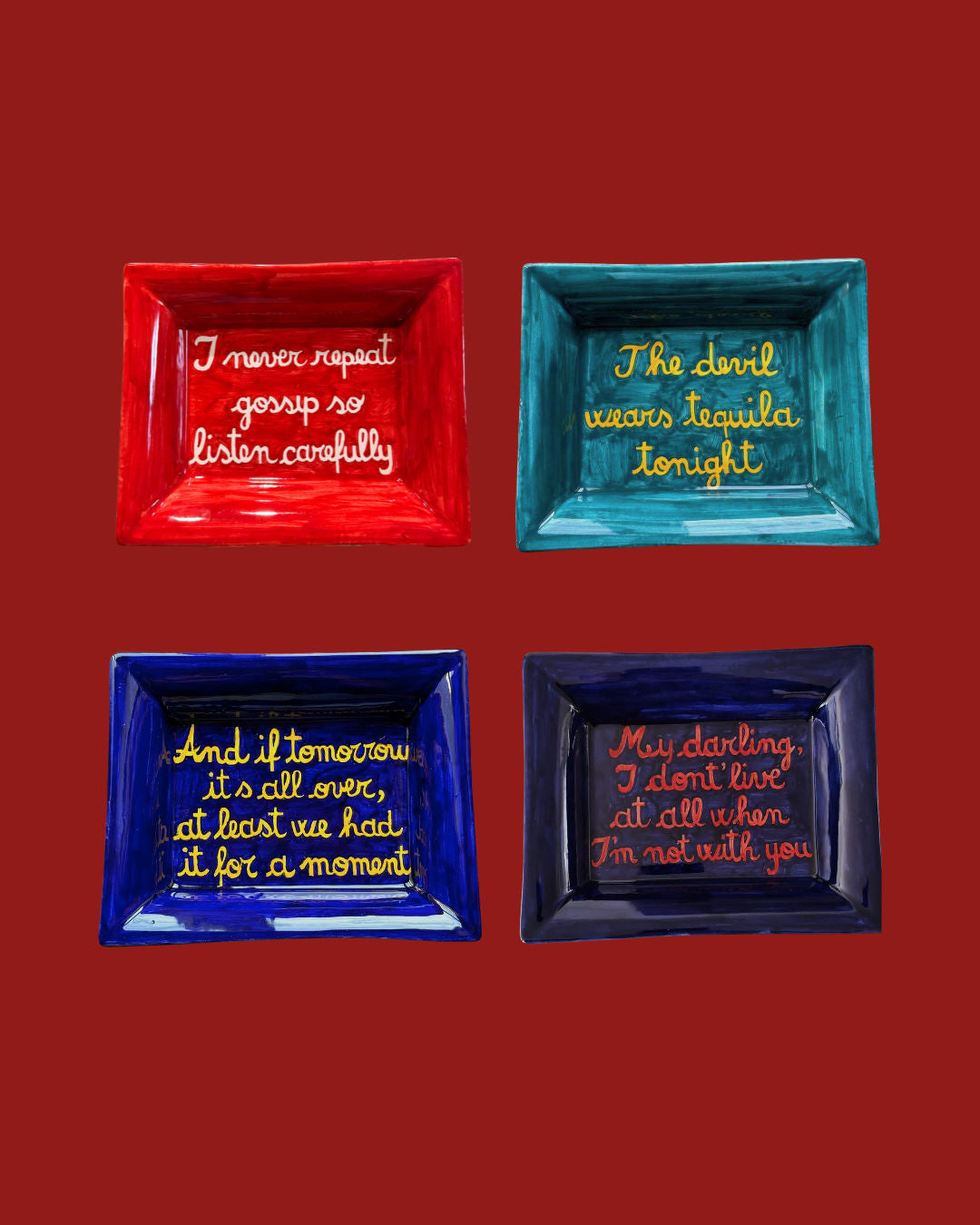 Sveva's Home Ceramic Ashtray "'ll shop, I'll buy, in debt I'll die!"