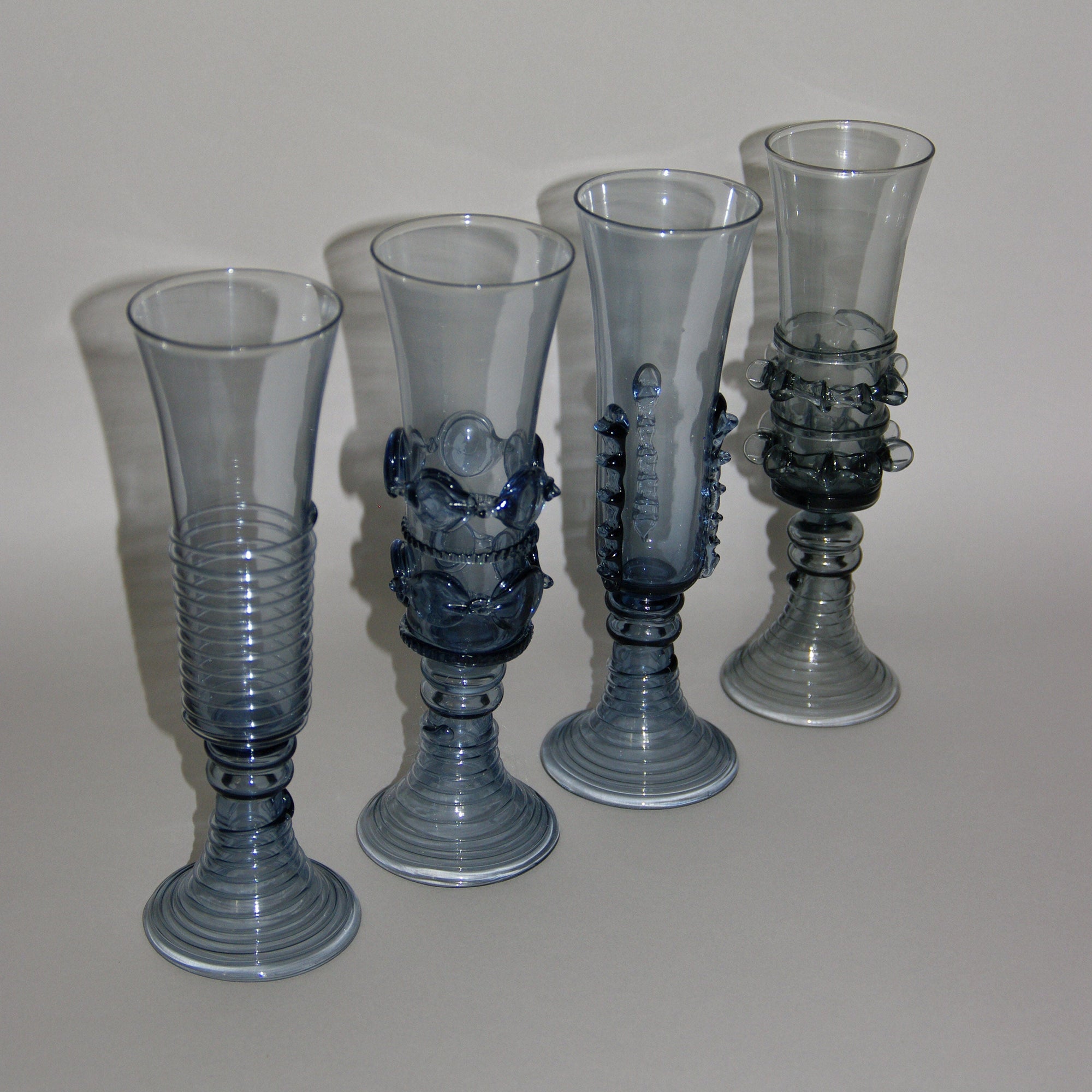 Mouthblown Champagne Flutes - set of four