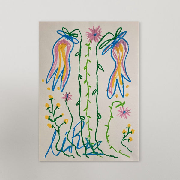 Pink, Yellow & Blue Floral | Original Painting A3