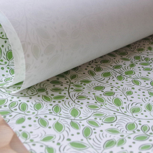Printed Little Leaves Wallpaper - Green