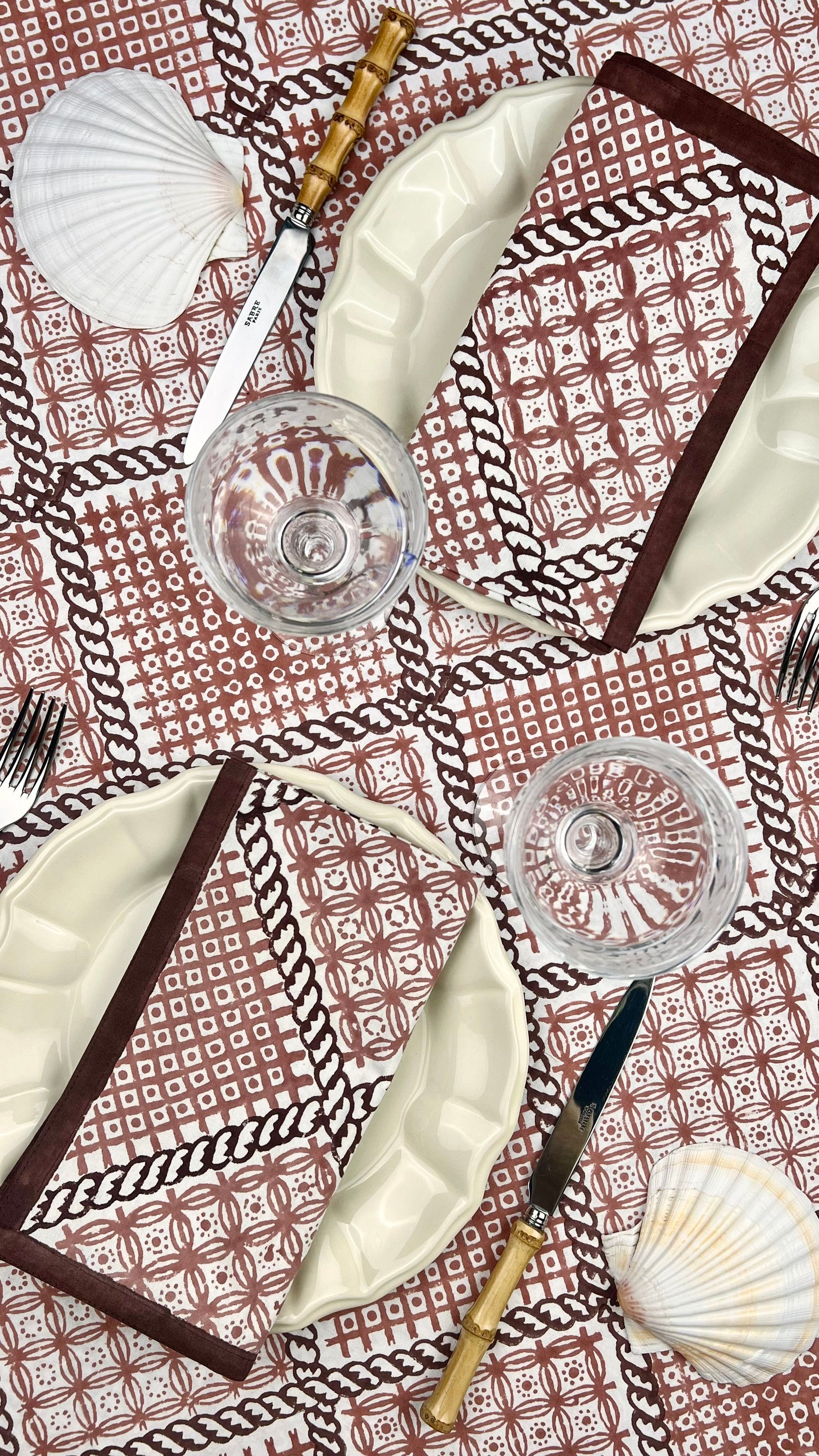 ’The Trellis’ Tablecloth - Dusty Pink & Plum