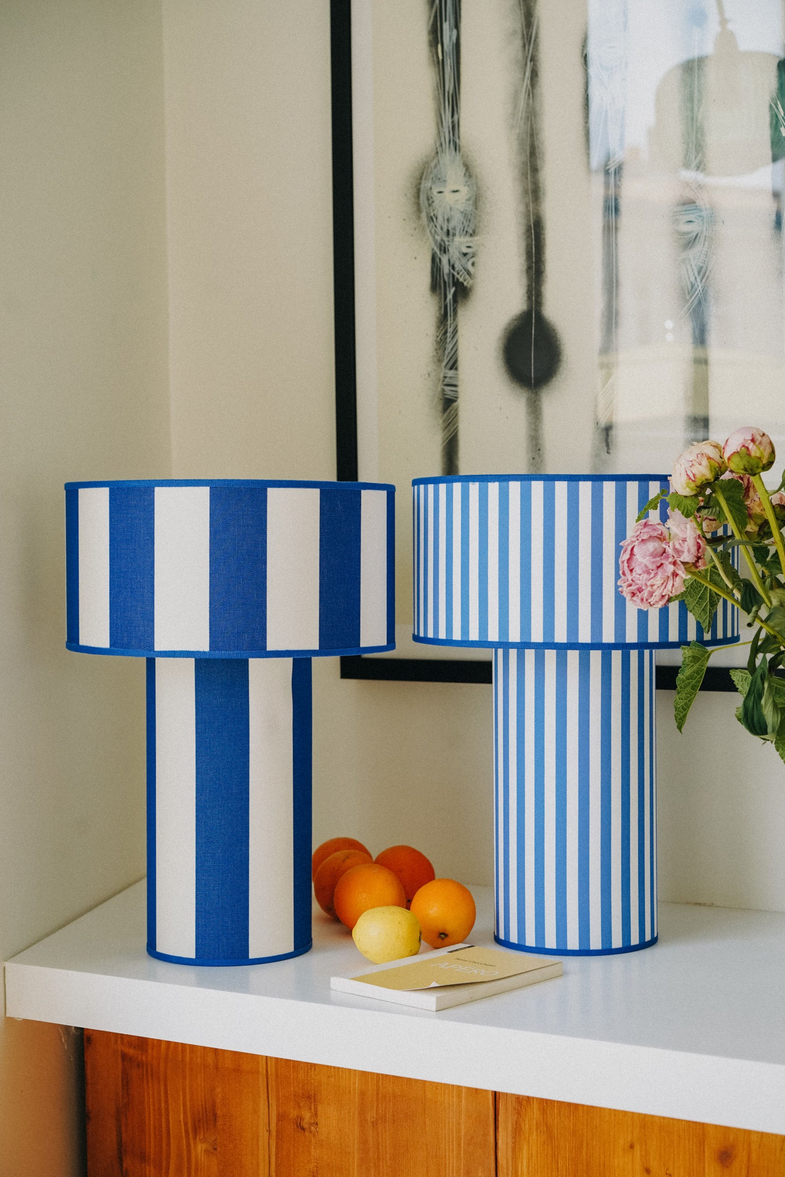 OCTAVEO -Blue and White Striped Deckchair Table Lamp