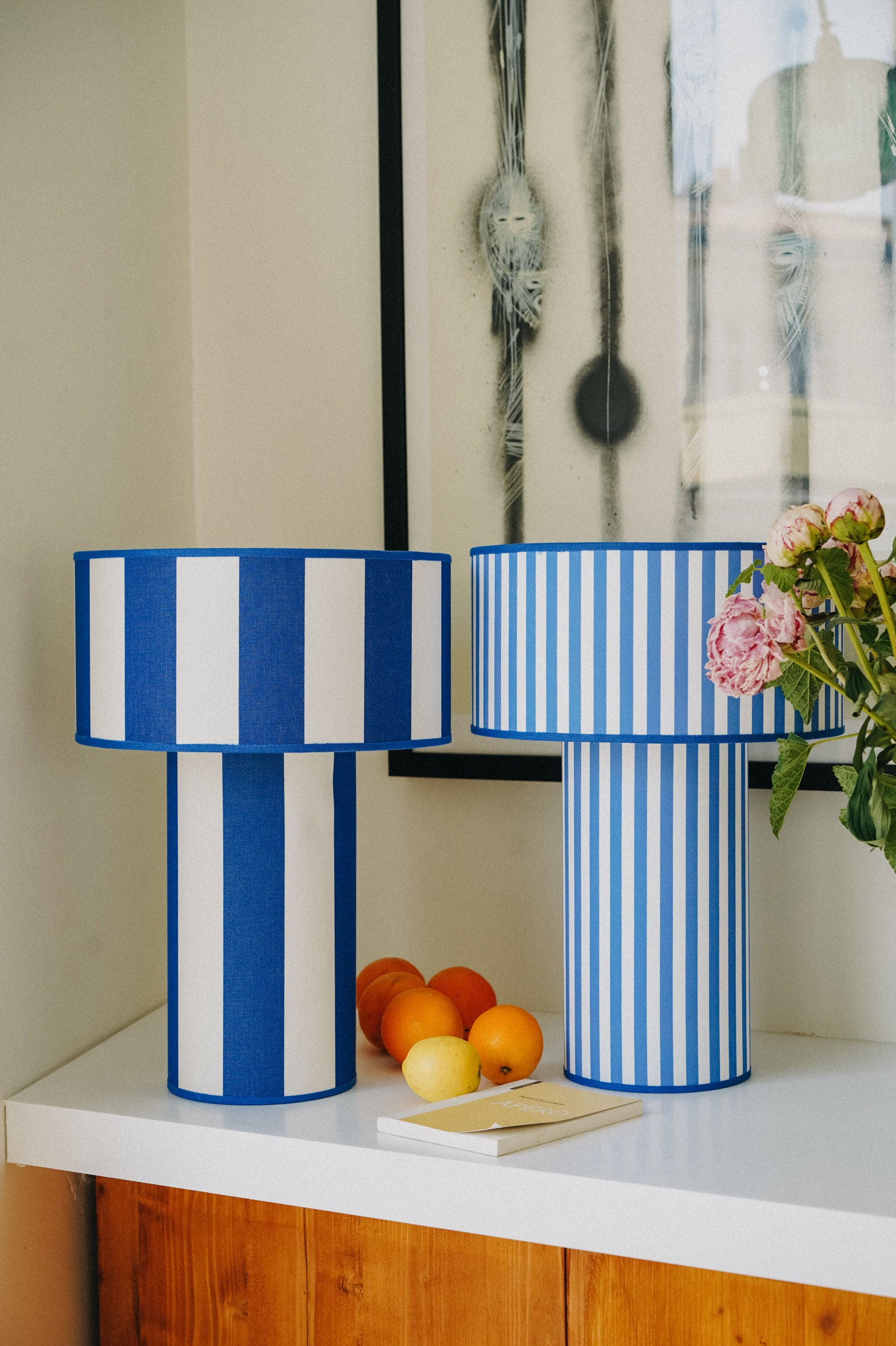 OCTAVEO -Blue and White Striped Deckchair Table Lamp