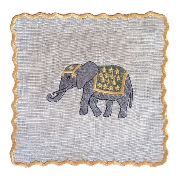 ELEPHANTS - Elephants Embroidery Cocktail Napkin Set (set of 6)