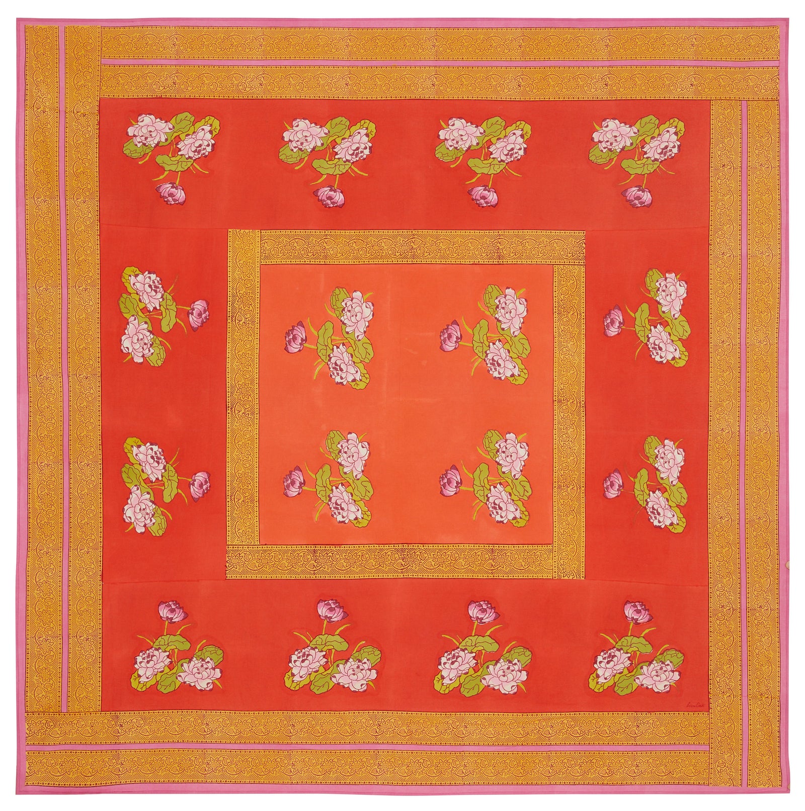 Cotton Cloth 180x180cm Tea Flower Red Orange