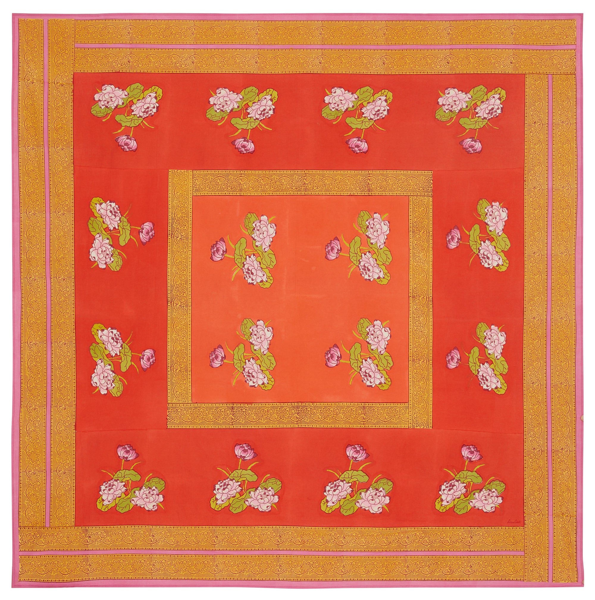 Cotton Cloth 180x180cm Tea Flower Red Orange