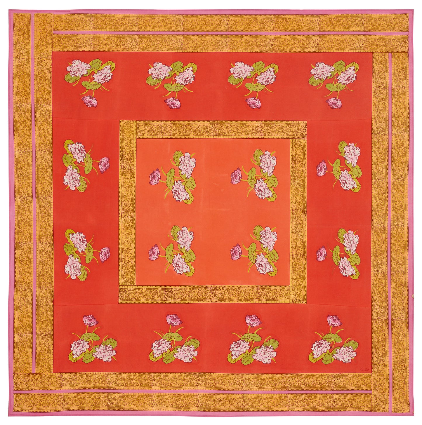 Cotton Cloth 180x180cm Tea Flower Red Orange