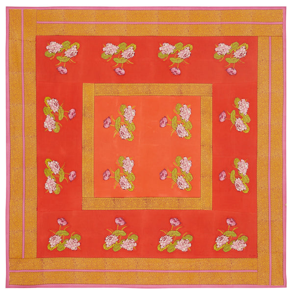 Cotton Cloth 180x180cm Tea Flower Red Orange