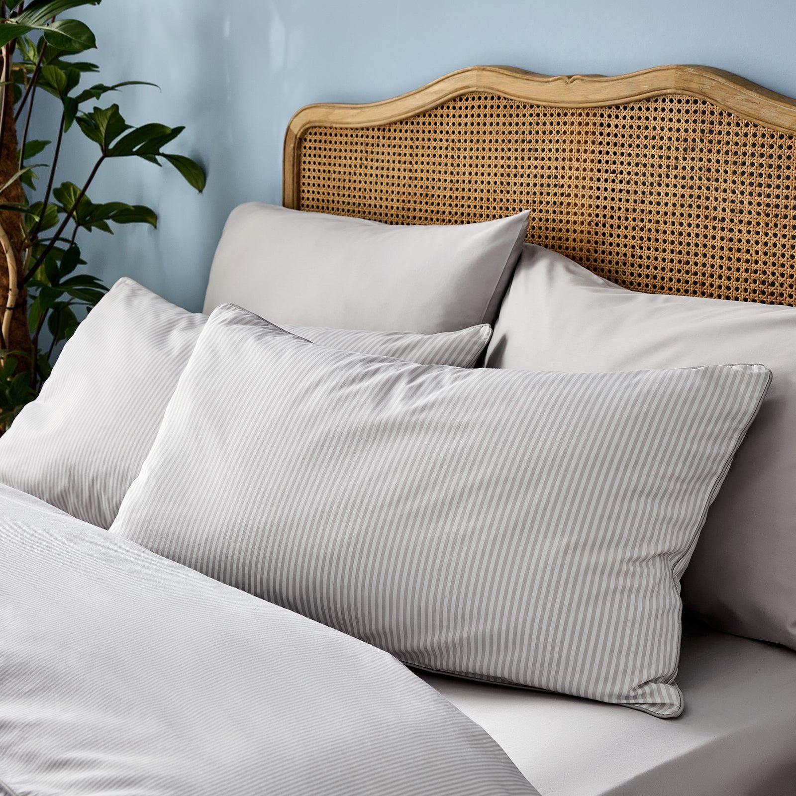 Luxury Organic Dove Grey Striped Pillowcases