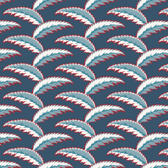 Persian Palm Wallpaper - Blue and Red