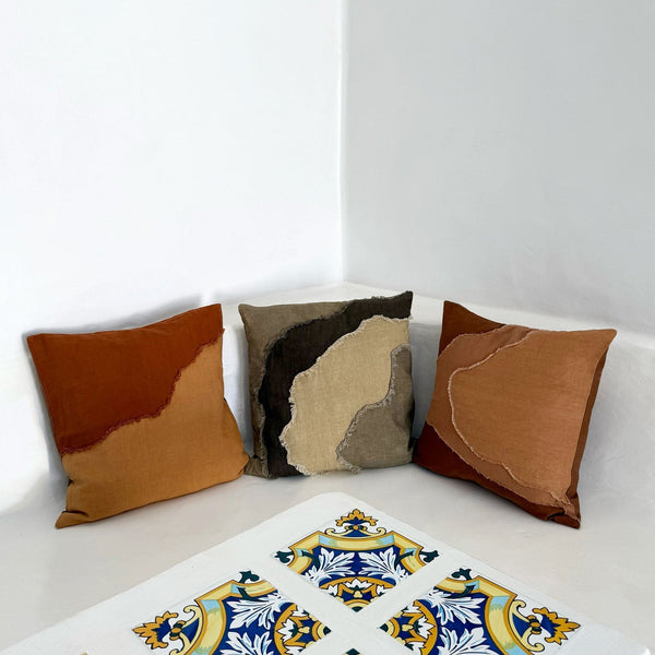 Brown Botanical Linen Pillow Cover