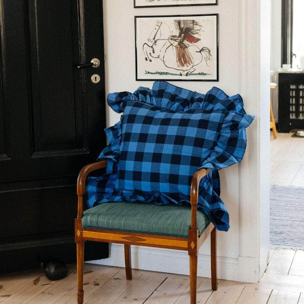 Pleated Cushion Cover Blue