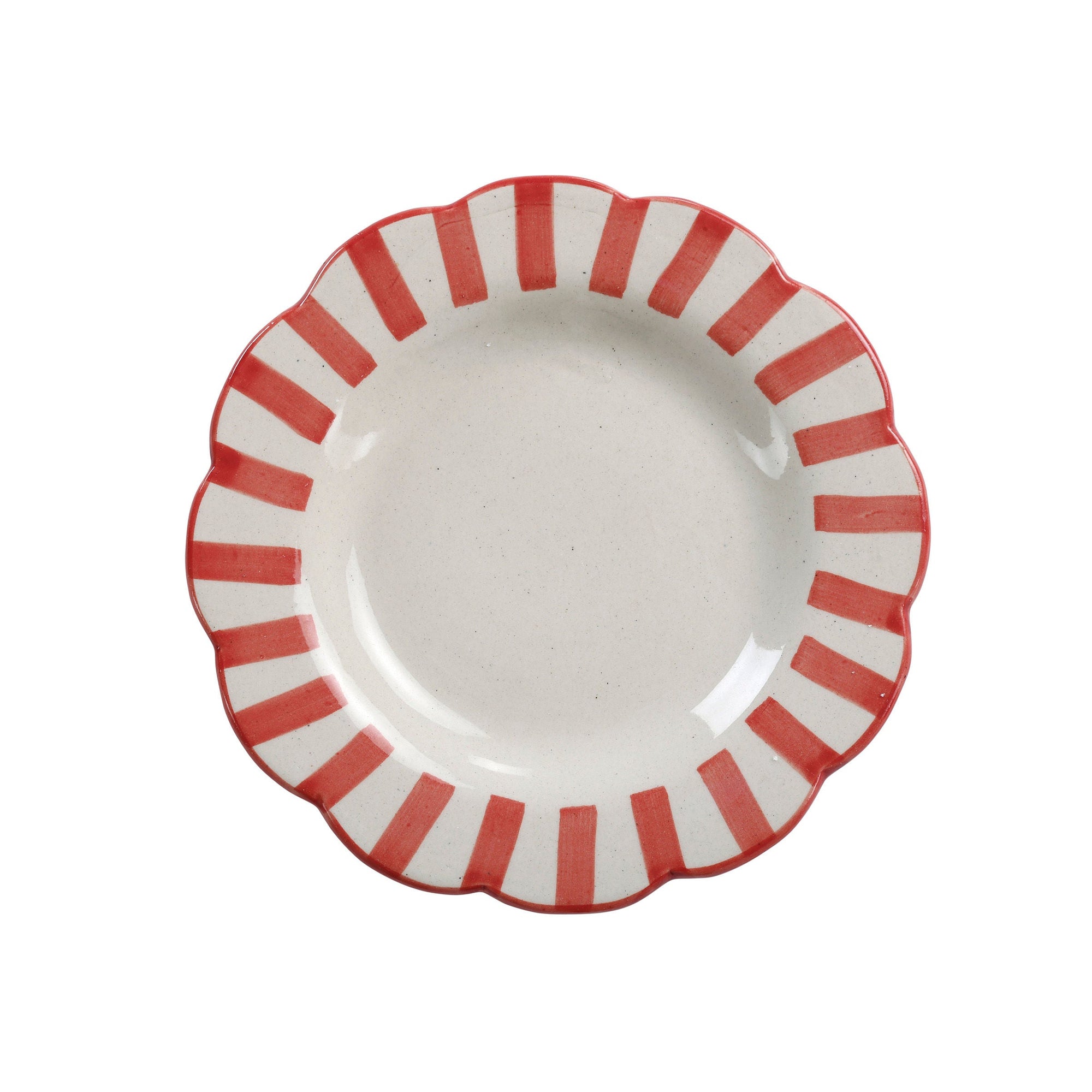 Ceramic Stripe Salad Plate Red