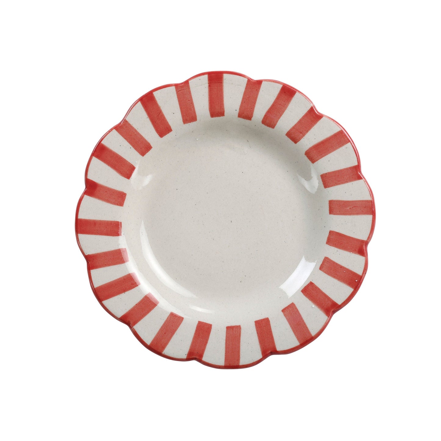 Ceramic Stripe Salad Plate Red