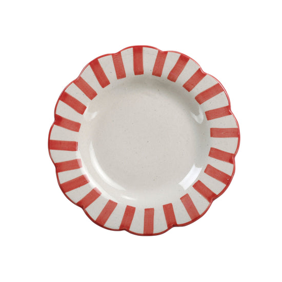Ceramic Stripe Salad Plate Red