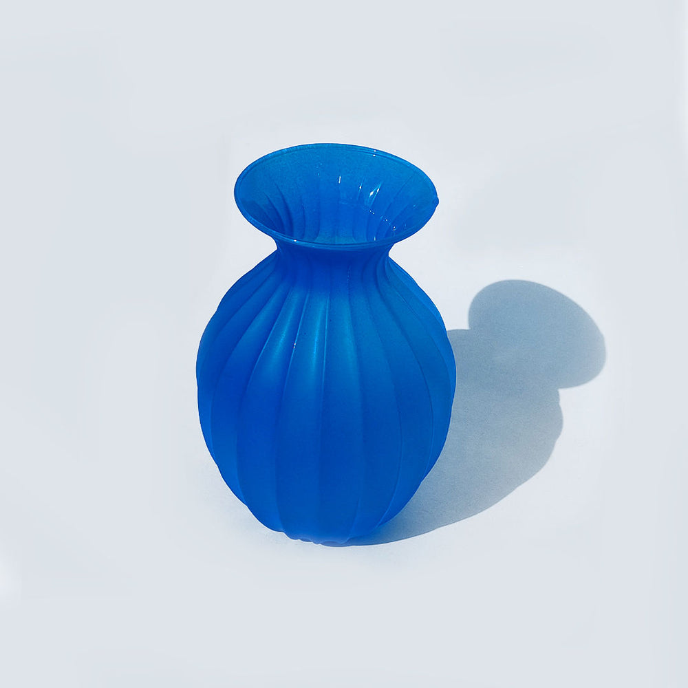 Blue Frosted Glass Vase
