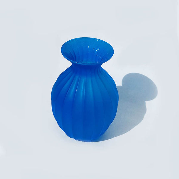 Blue Frosted Glass Vase