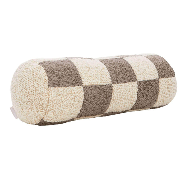 Le Cylindre - Wool Bouclé Checkered Bolster Sawdust/Eggshell