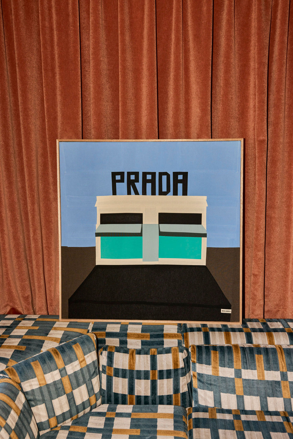 Prada Original Quilted Artwork in Handmade Frame