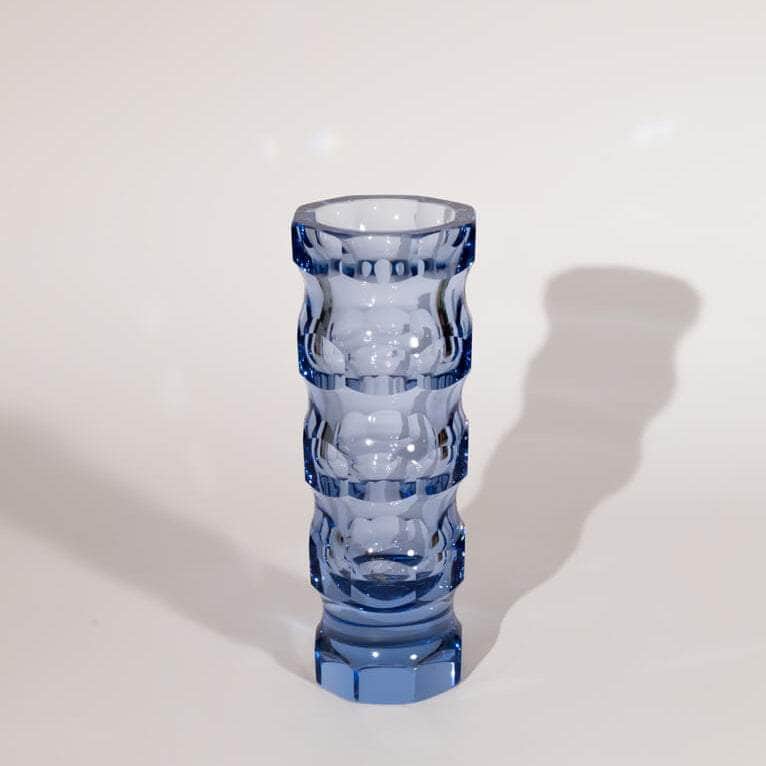 Vintage Faceted Crystal Vase, Oldrich Lipsky for VEB Glaswerke