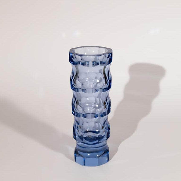 Vintage Faceted Crystal Vase, Oldrich Lipsky for VEB Glaswerke