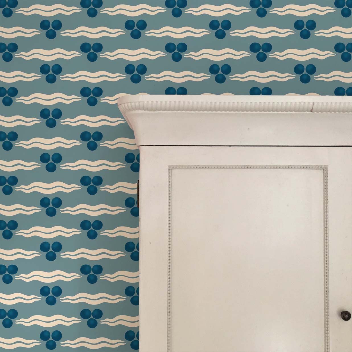 Chintamani Wallpaper - Antique Blue