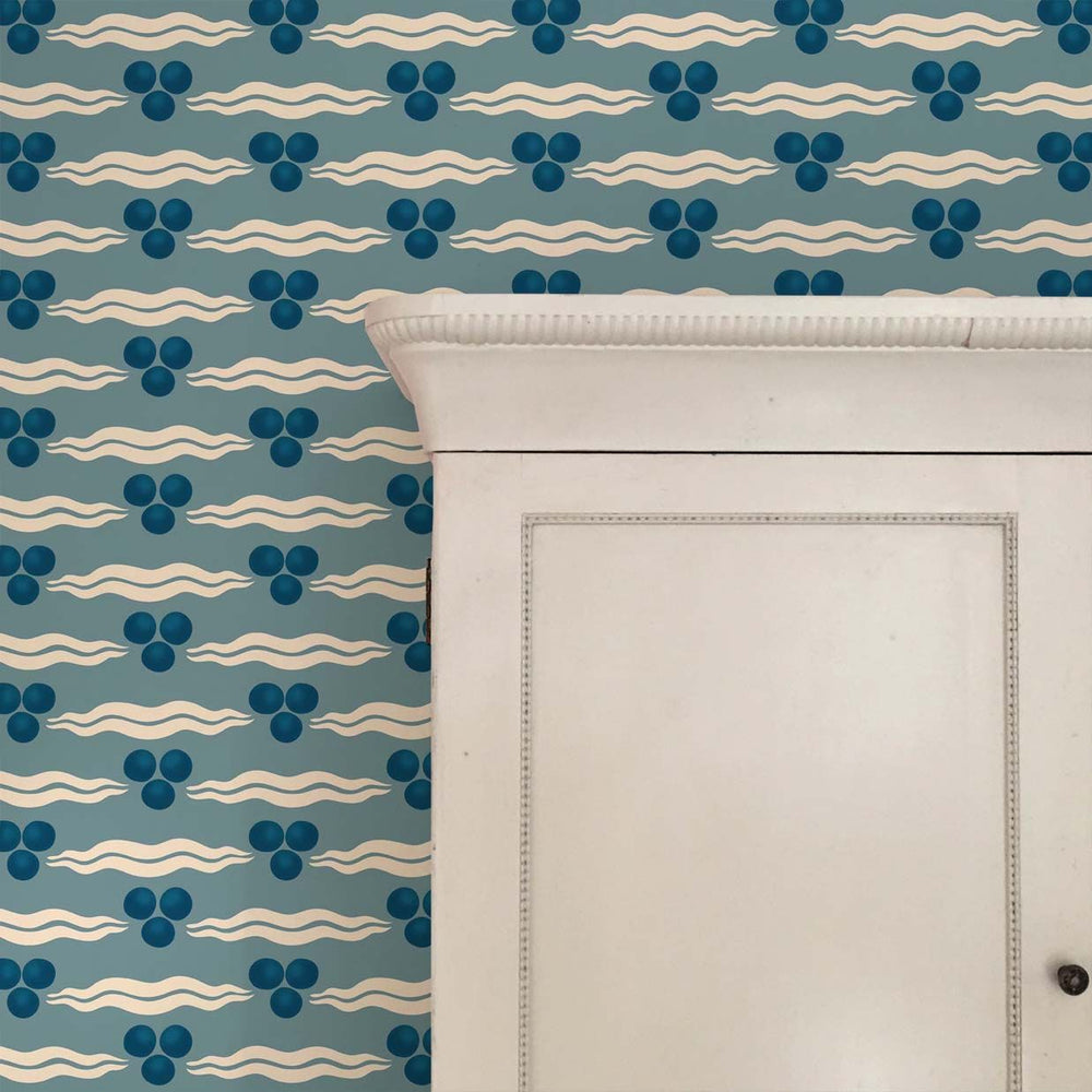 Chintamani Wallpaper - Antique Blue