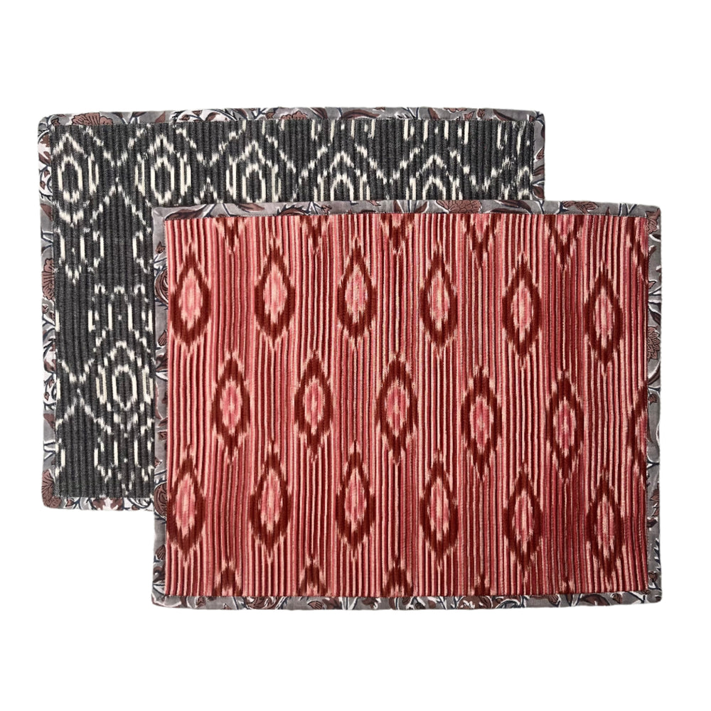 The Breakfast Ikat Placemat - Pinks & Grey