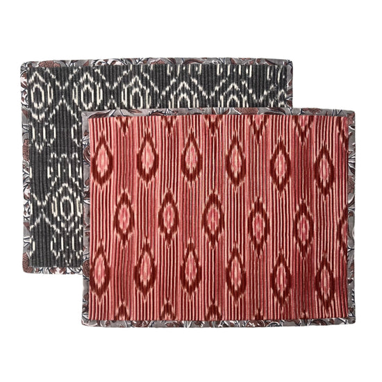 The Breakfast Ikat Placemat - Pinks & Grey