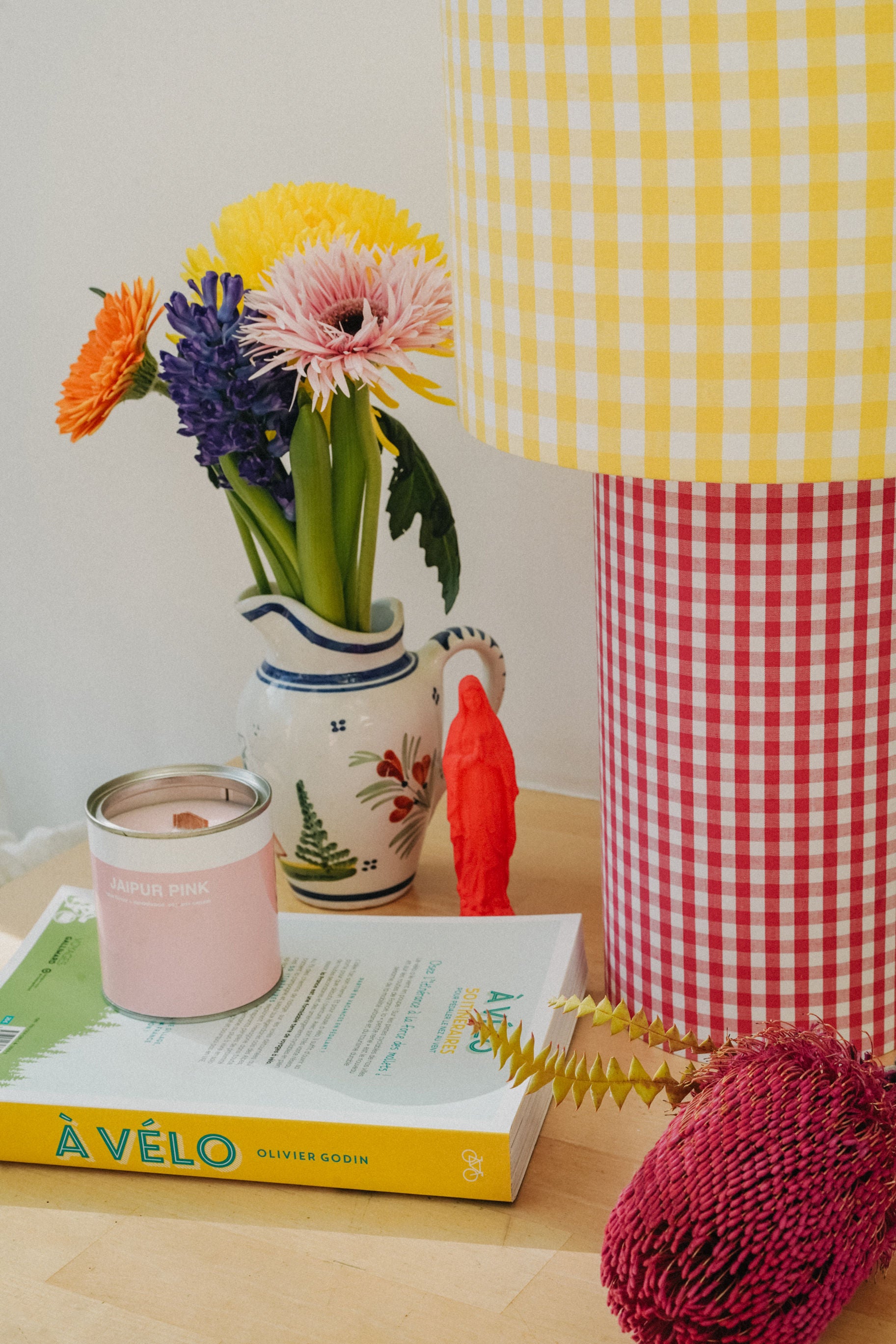 VICHY -Table Lamp Pink x Yellow Gingham Mix