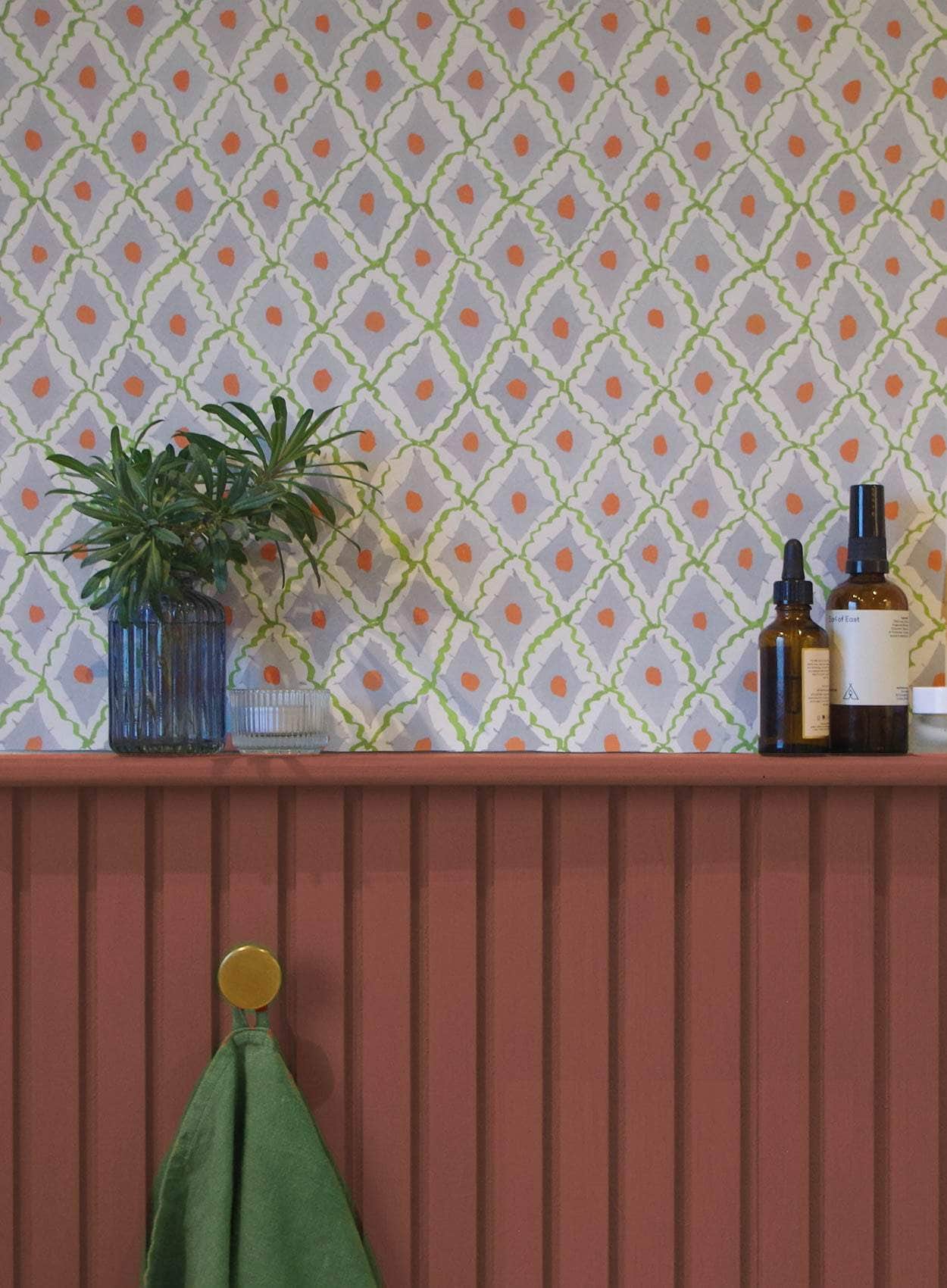 Printed Diamonds Wallpaper - Green