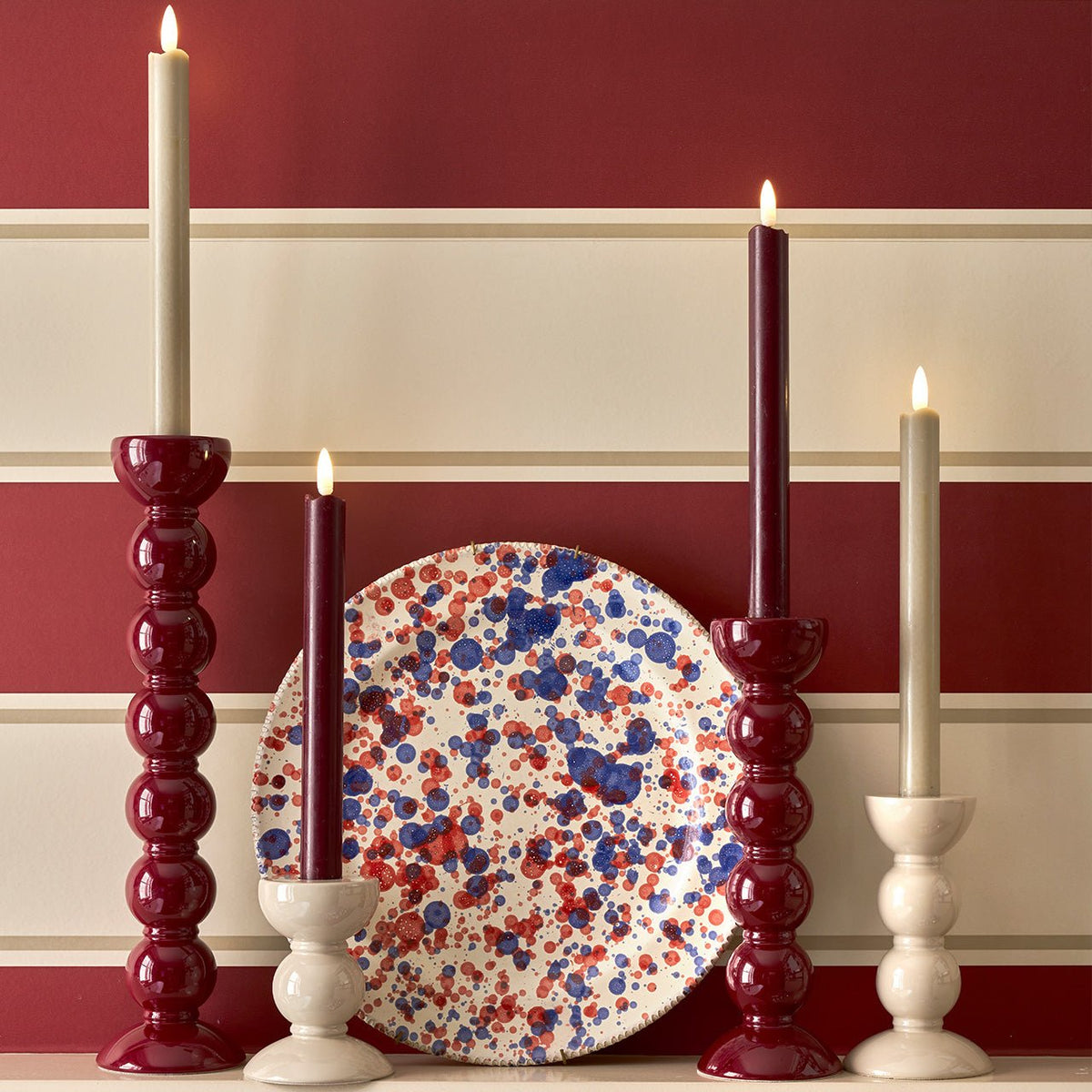 Medium Cherry Bobbin Candlestick - 14cm - Addison Ross Ltd UK