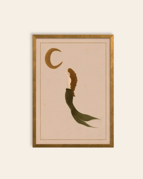 The Mermaid and The Moon Art Print