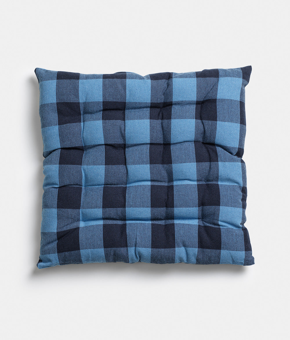 Seat Cushion Checked Blue