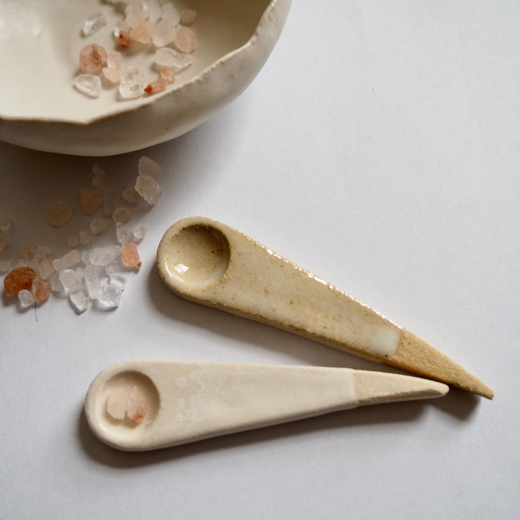 Handmade Mini Textural Ceramic Salt Spoon