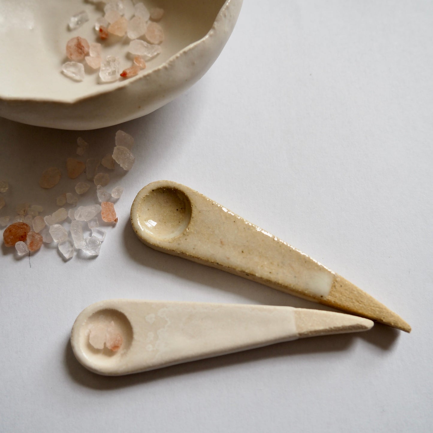 Handmade Mini Textural Ceramic Salt Spoon