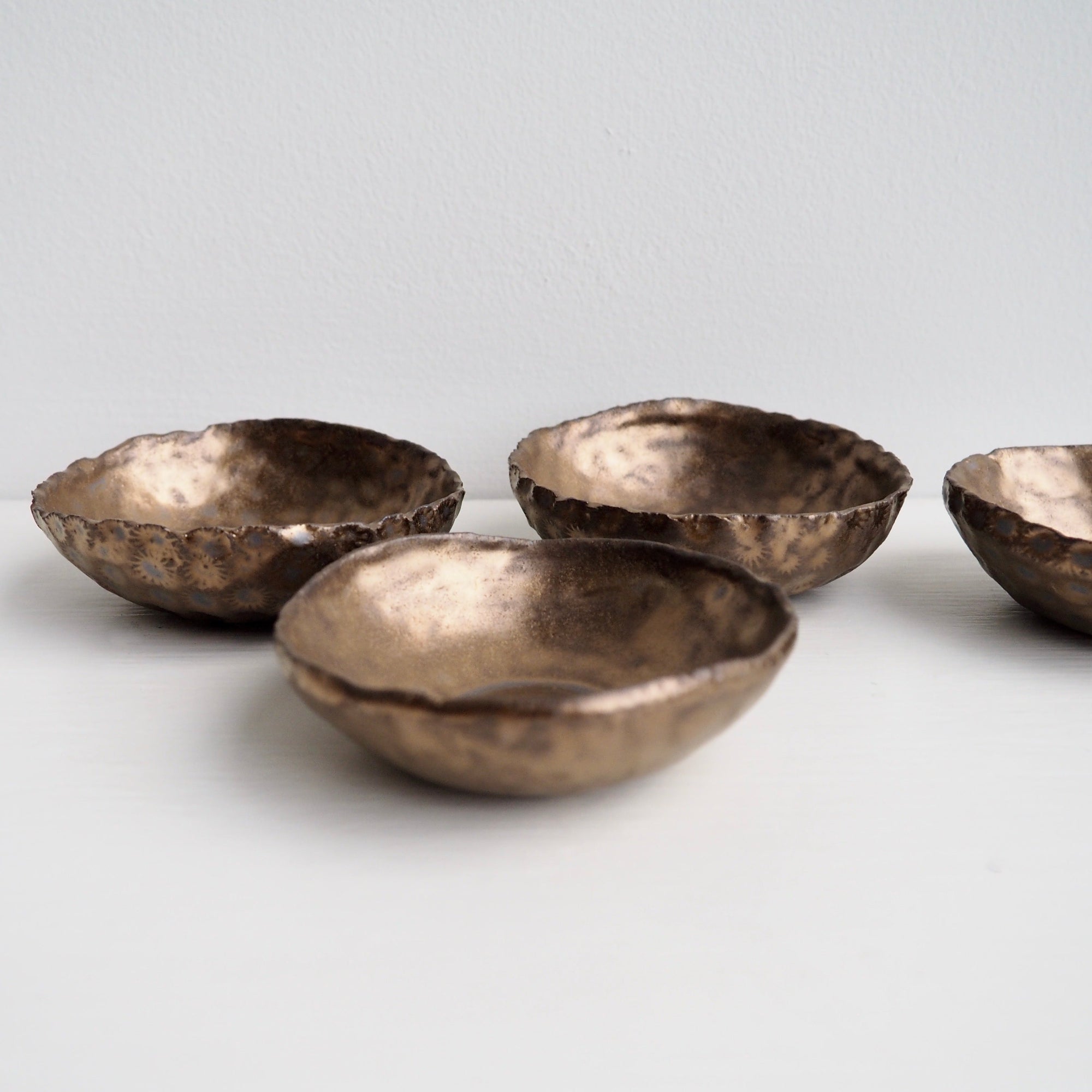 Handmade Gold Textural Ceramic Ring Dish