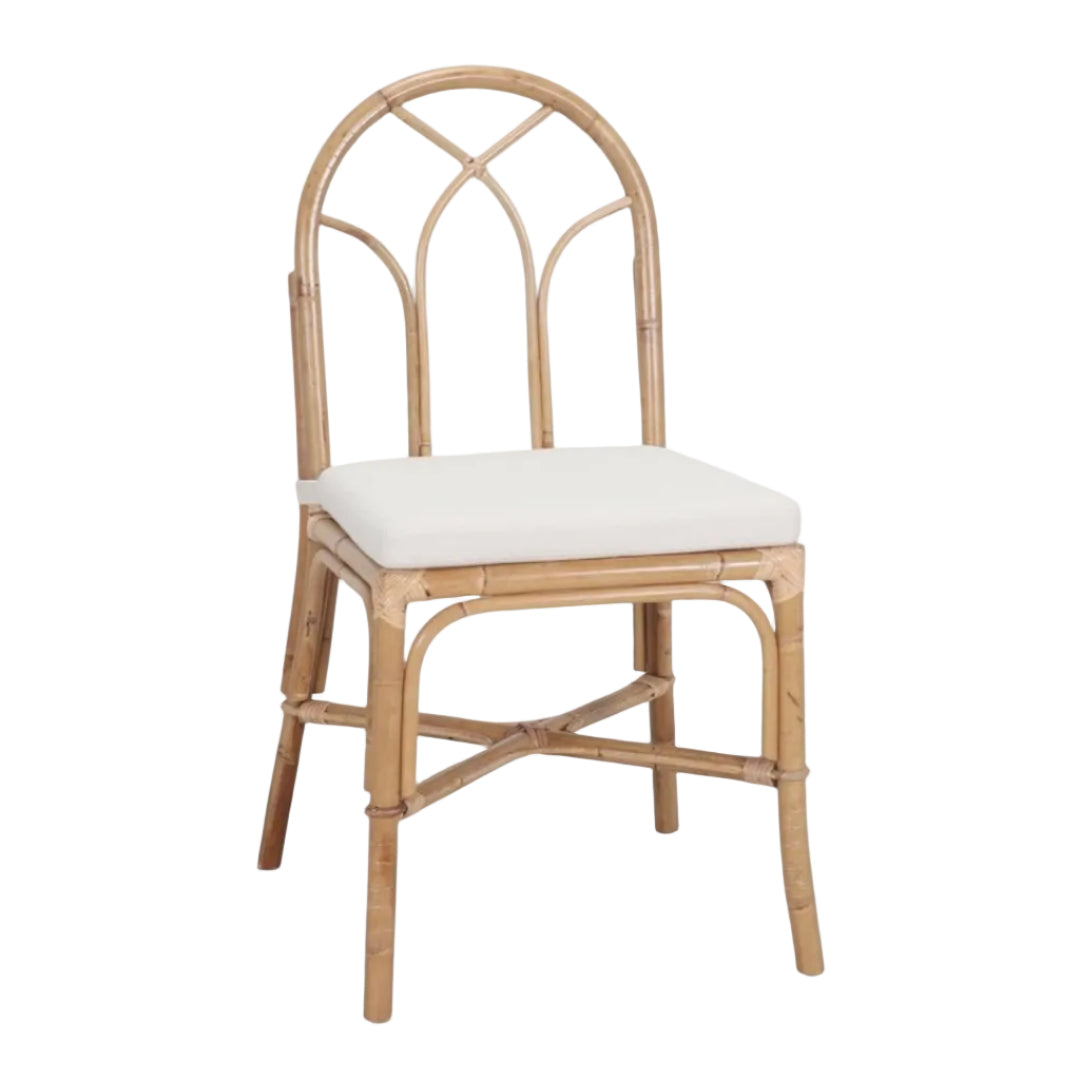 Ravenna Natural Rattan Chair with White Padded Cushion
