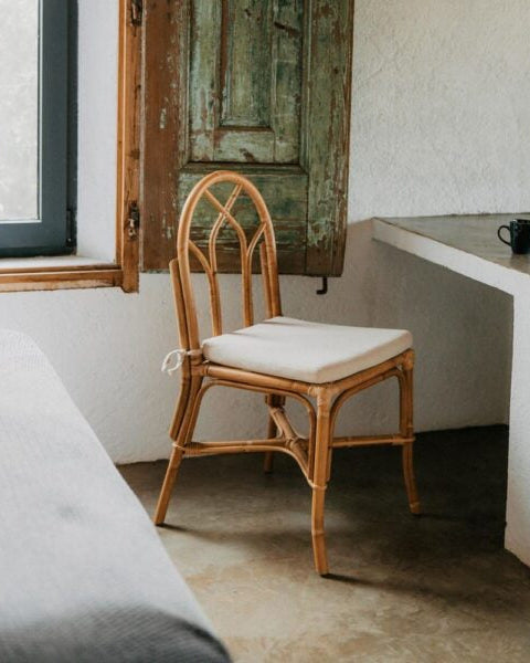 Ravenna Natural Rattan Chair with White Padded Cushion
