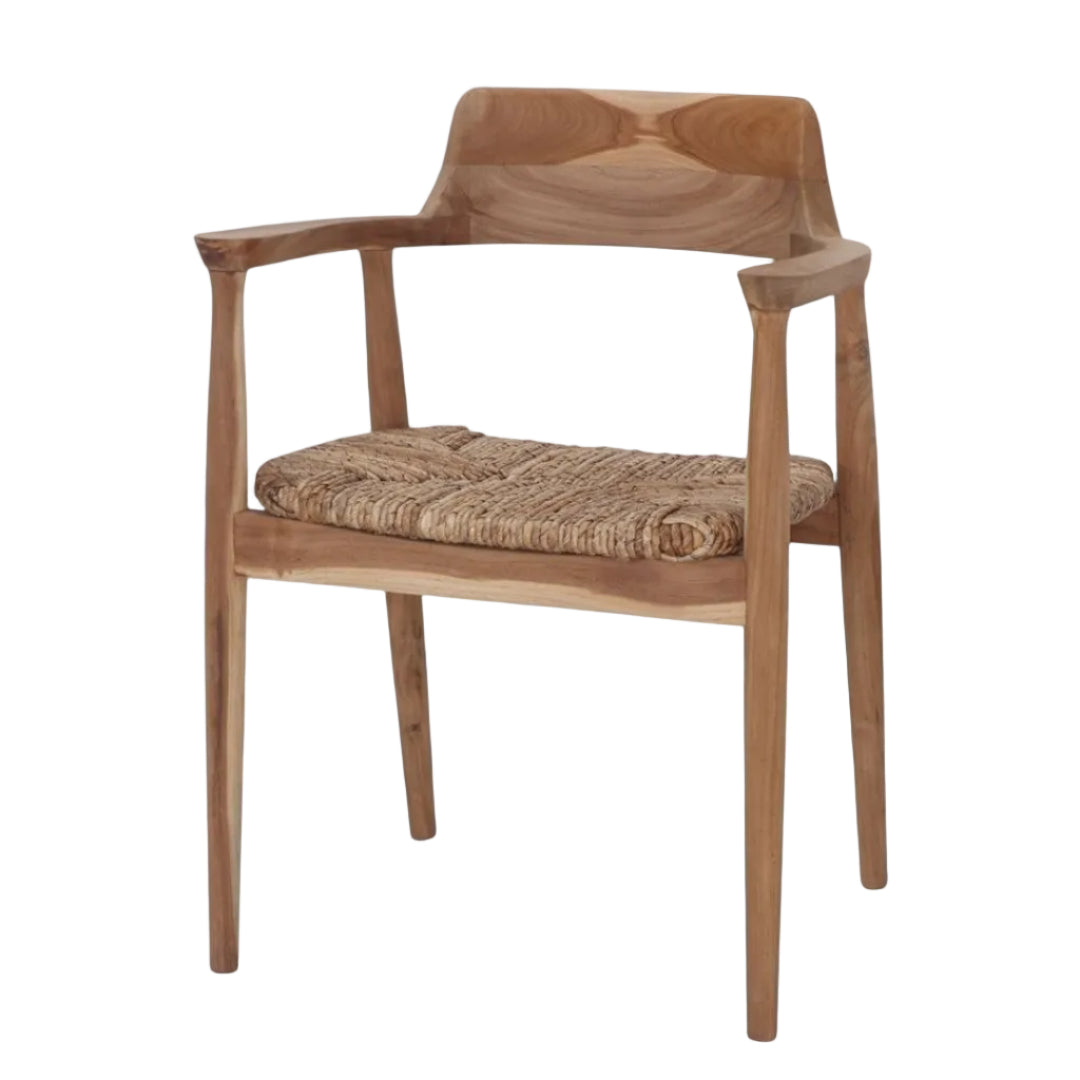 Vasto Solid Teak Chair with Natural Banana-Fibre Seat