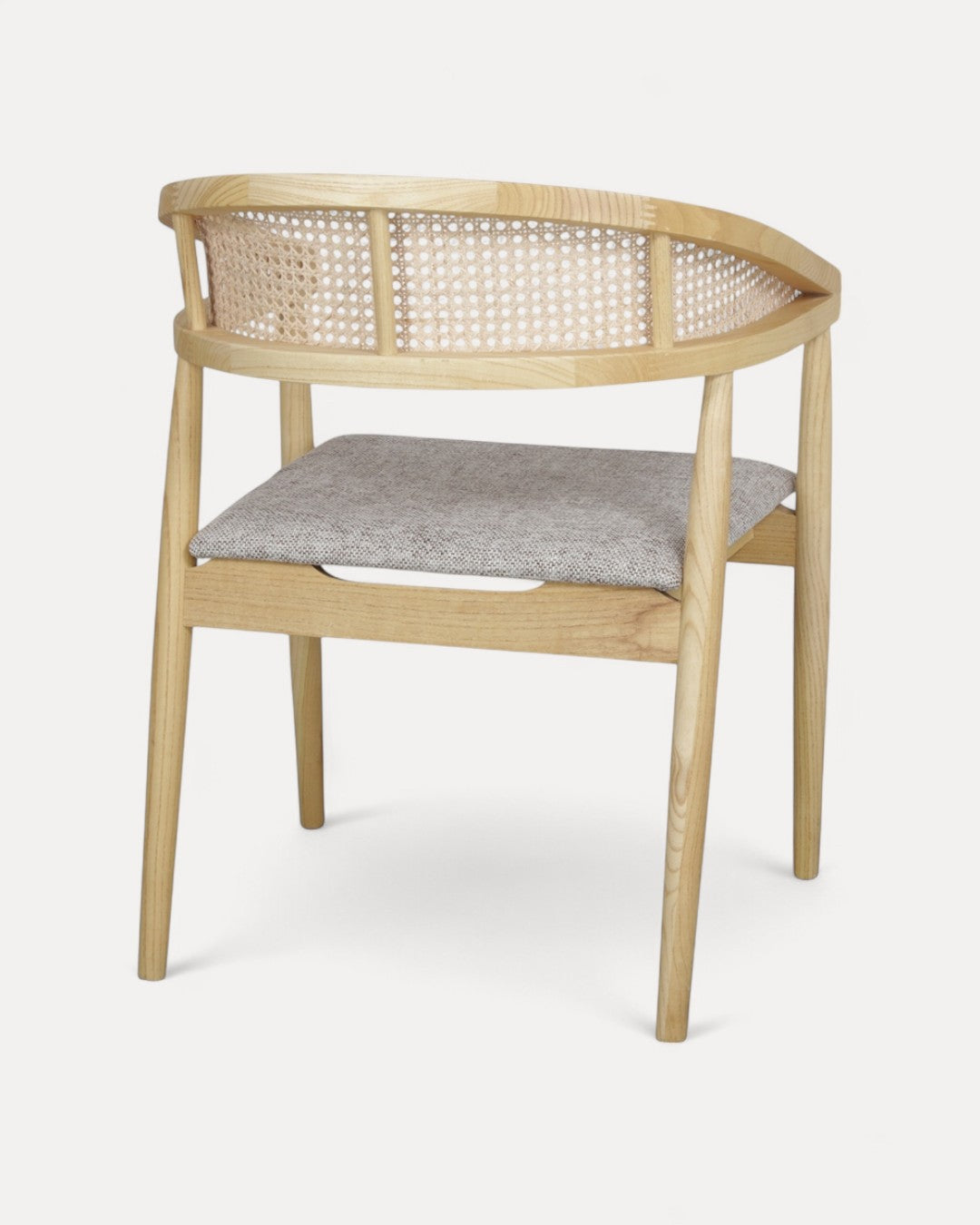 Lagoa Elmwood Chair with Rattan Back and Beige Upholstered Seat