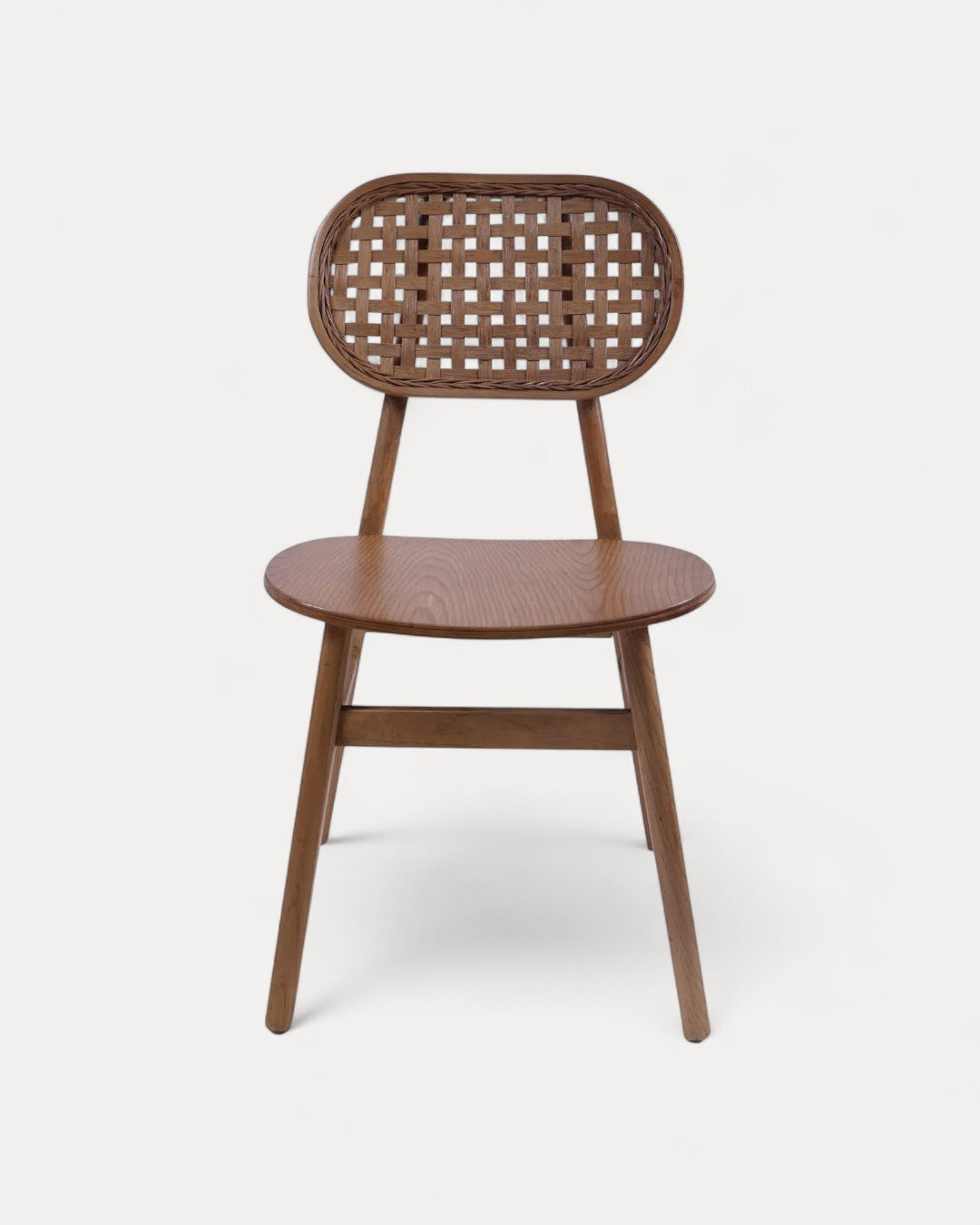 Arezzo Solid Elmwood Chair with Natural Rattan Back