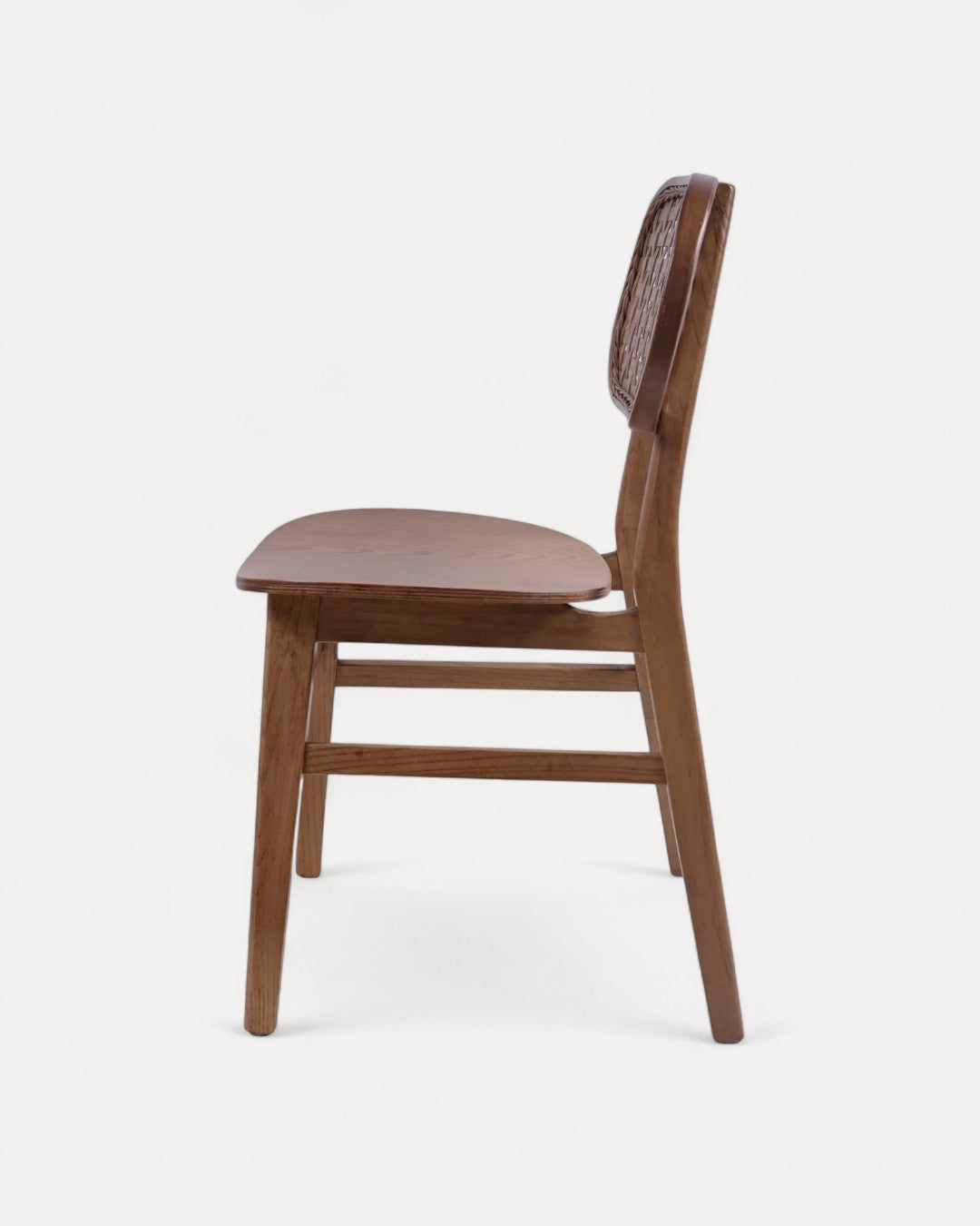 Arezzo Solid Elmwood Chair with Natural Rattan Back