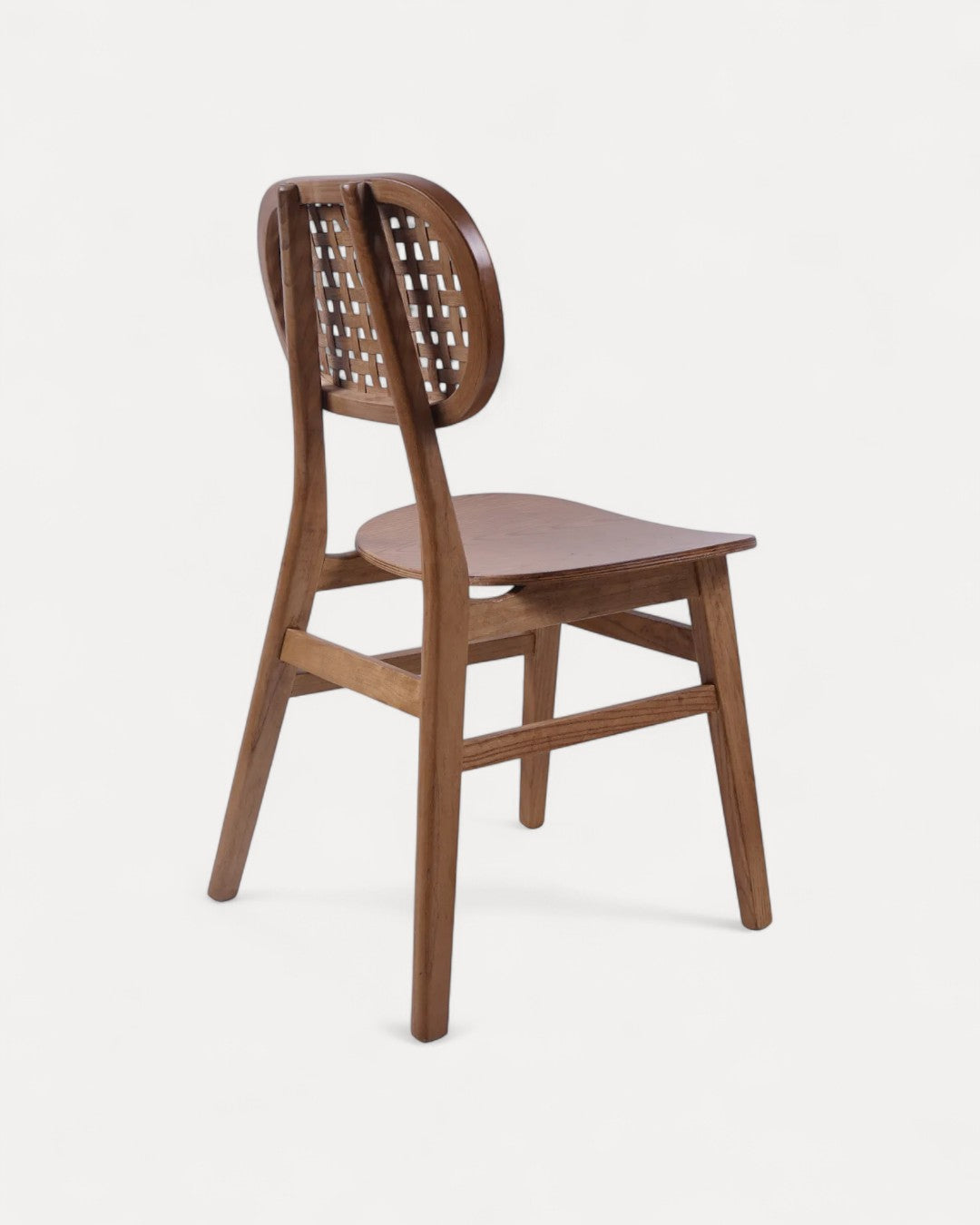 Arezzo Solid Elmwood Chair with Natural Rattan Back