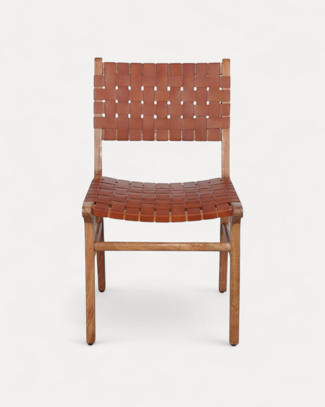 Lucca Wood Chair with Brown Faux-Leather Seat