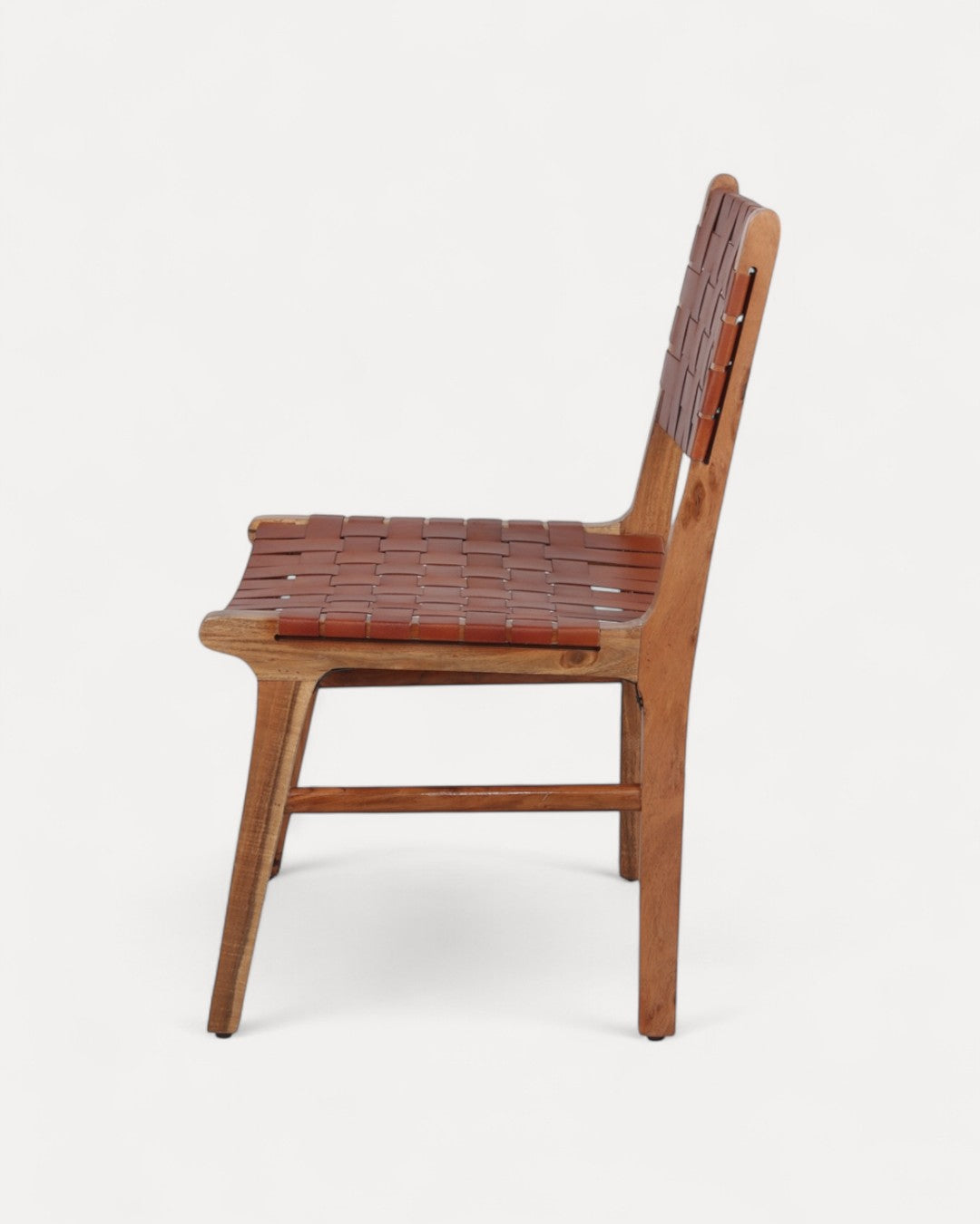 Lucca Wood Chair with Brown Faux-Leather Seat