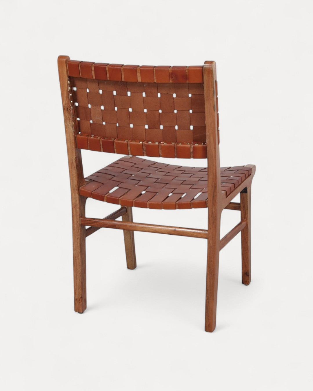 Lucca Wood Chair with Brown Faux-Leather Seat