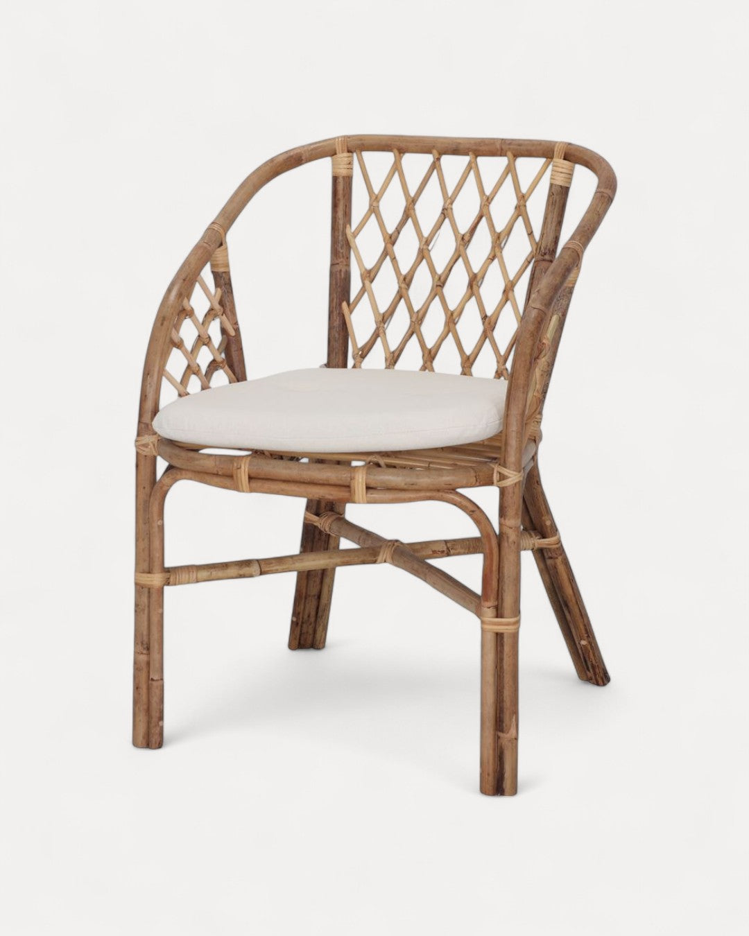 Anzio Rattan Chair with White Canvas Cushion